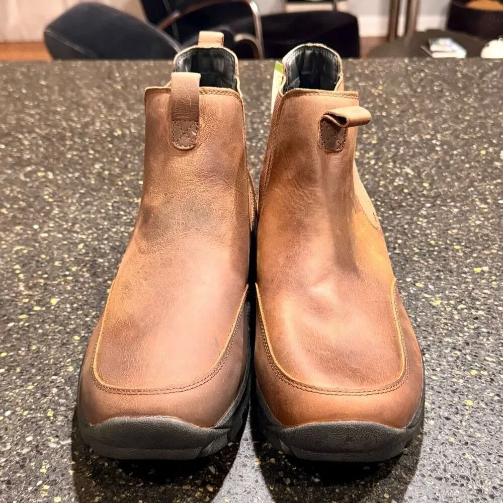 Lands End All Weather Brown oiled Leather Chelsea Boots. Size 11.5D.